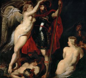 Dydens Helt Mars, er garlanderet af Sejrsgudinden, ca 1616. af Peter Paul Rubens
