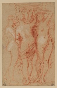 The Three Graces, ca. 1635-40 (rødt og hvidt kridt på papir) af Peter Paul Rubens
