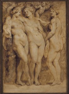 Tre nåder (monokromt maleri af Peter Paul Rubens