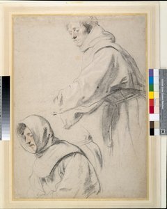 To franciskanerbrødre (kridt på papir) af Peter Paul Rubens