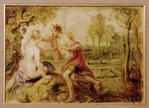 Vertumnus og Pomona (maleri på træ) af Peter Paul Rubens