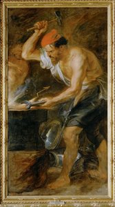Vulcan smeder Jupiters lyn (maleri på lærred) af Peter Paul Rubens