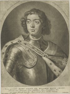 Portræt af kejser Peter I den Store 1672-1725, um 1700. af Peter Schenk