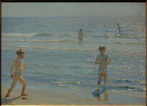 Badende drenge. Solskin. Skagen af Peder Severin Krøyer