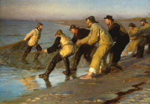 Fiskere trækker net på Skagen strand af Peder Severin Krøyer
