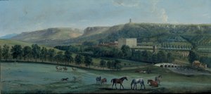 En udsigt over Chatsworth fra sydvest (olie på lærred) af Peter Tillemans