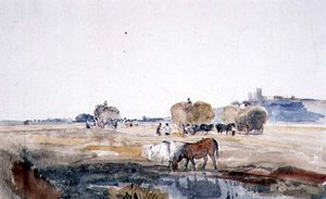 A Lincoln Hayfield (akvarel på papir) af Peter de Wint