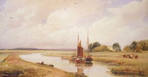 Langrick færge på floden Witham nær Boston, Lincolnshire