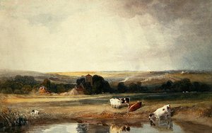 Marsworth Church, nær Tring (akvarel på papir) af Peter de Wint