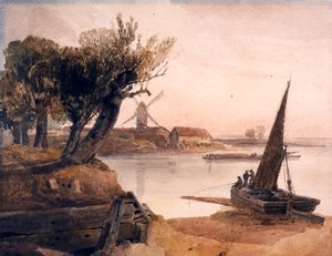 On the River Witham (wc på vævet papir)