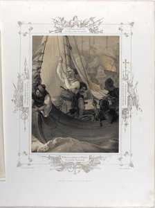 Constantine Kanaris ødelægger ved brand tre tyrkiske skibe i linjen ved Tchesme fra albummet G af Peter von Hess