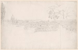 Fantasy Panorama af Rom fra St. Peters til Castel San Angelo af Peter von Hess
