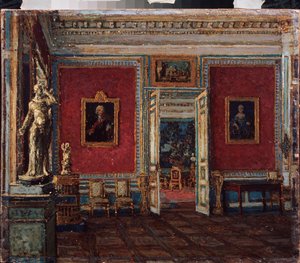 I Kuskovo-paladset (Moskva) (I Kuskovo-paladset) - Maleri af Pyotr Ivanovich Petrovichev (Piotr Petrovichev) (1874-1947), olie på lærred - Russisk kunst sent i det 19.-20. århundrede - Statens kunstmuseum, Perm (Rusland) af Petr Ivanovic Petrovichev