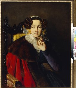 Portræt af M.I. Zhadimirovskaya (?). Maleri af Pyotr Vasilyevich Basin (1793-1877), olie på lærred. russisk kunst