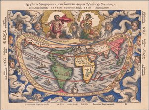 1544 kort - Charta Cosmographica, Cum Ventorum Propria Natura et Operatione