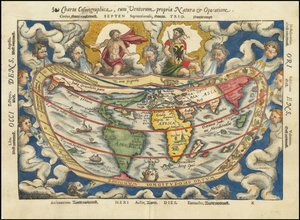 1553 kort - Charta Cosmographica, Cum Ventorum Propria Natura et Operatione