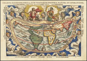 Verdenskort fra 1553 - Charta Cosmographica, Cum Ventorum Propria Natura et Operatione