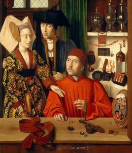 Guldsmed i sin butik. 1449 af Petrus Christus