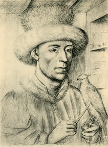 Portræt af en mand med en falk, c1447, 1943. af Petrus Christus