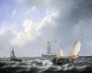 Havbillede fra de sjællandske farvande af Petrus Johann Schotel