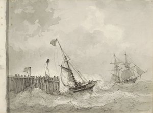 To sejlskibe ved en fortøjning