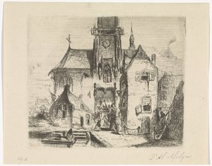 Procession i døren til en kirke af Petrus Marius Molijn