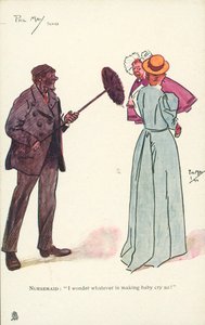 Skorstensfejer får en baby til at græde (farve litho) af Phil May