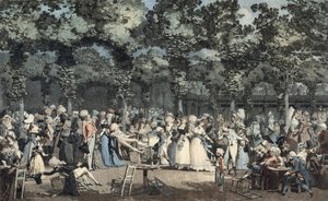 Den offentlige promenade ved Palais-Royal af Philibert Louis Debucourt