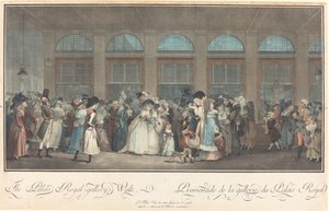The Palais Royal - Gallery Walk Promenade de la Galerie du Palais Royal, 1787. af Philibert Louis Debucourt