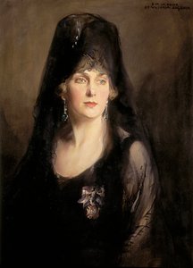 Portræt af Victoria Eugenia af Battenberg (1887-1969), 20. århundrede (olie på lærred)