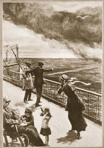 Mord på åbent hav: Torpedoens første syn (litografi) af Philip Dadd