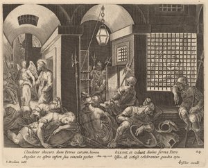Sankt Peter befriet fra fængslet af en engel