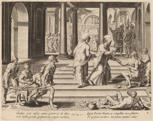 De hellige Peter og Johannes helbreder en krøbling ved templets port