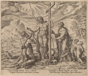 Den flittige arbejder forenet med Kristus efter døden af Philip Galle after Maerten van Heemskerck