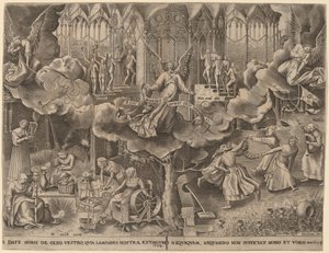 Lignelsen om de vise og tåbelige jomfruer af Philip Galle after Pieter Bruegel the Elder