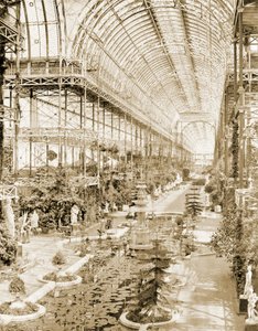 Skibets indre taget fra galleriet over Dronningens Skærme i den sydlige ende ca. 1859 (s/h foto)