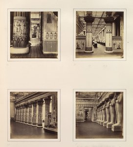 [Udsigt over det egyptiske hof, Udsigt gennem egyptiske søjler til klassisk skulptur..., ca. 1859. af Philip Henry Delamotte.
