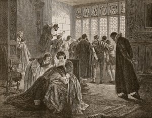 Den engelske ambassade under massakren på St. Bartholomew, illustration fra 