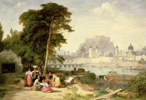 Byen Salzburg, Ærkebiskoppens palads på klippen af Philip Hutchins Rogers