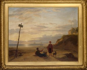 Ph. H.Rogers, østersdrenge diskuterer morgenens fangst.../ 1835 af Philip Hutchins Rogers