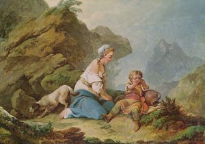 Hagar ser sin søn drikke af Philippe Jacques de Loutherbourg