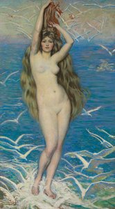 Pige med måger, ca. 1920