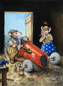 The Town Mouse and the Country Mouse (gouache på papir) af Philip Mendoza