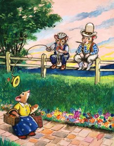 Town Mouse and Country Mouse (gouache på papir) af Philip Mendoza