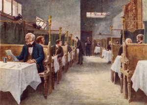 Spisestue i Cock Tavern, Fleet Street, ødelagt 1886