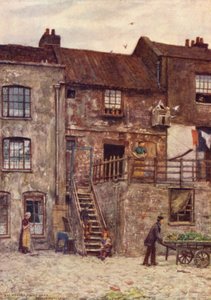 Gamle huse, den indre gård ved White Hart Inn, Southwark, 1884 af Philip Norman