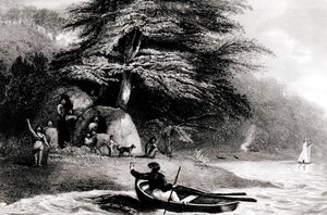 Fuegian Wigwams ved Hope Harbour i Magdalen Channel, indgraveret af S. Bull, 1838 af Philip Parker King