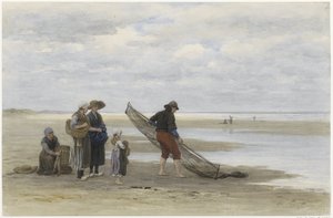 Rejefisker på stranden Pêcheur de crevettes (titel på objekt) af Philip Sadée
