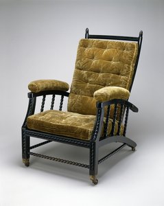 Justerbar rygstol, ca. 1870 (eboniseret træ, præget fløjl og metal)