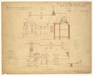 Forhøjninger til The Red House, Bexleyheath (pen og blæk og wc på papir)